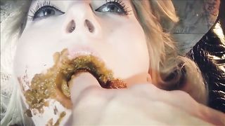 Hottest blonde eats poop