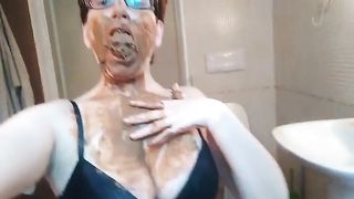 Lots of shit in her mouth
