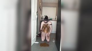 natural teen smears shit and eats poop