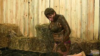 Mary Craft erotic fun in dung - girl tastes and eats cowshit