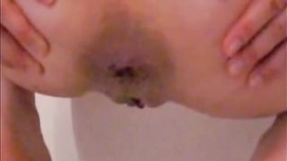 Nerdy teen piss and shit in the toilet