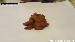 Naughty blonde milf smears shit