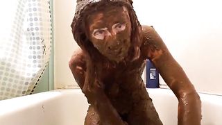 She smears a lot of poop on entire body