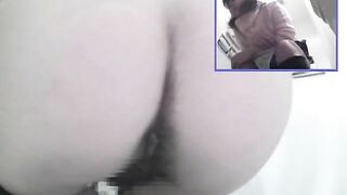 Japan beauty girl wonderfully constipated in the toilet