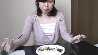 Japanese girl pooping for fresh meal tasting