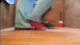 Hot girl pooping and touch it