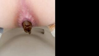 Lusty Asian lady spread ass and pooping heavily