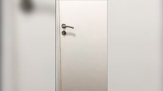 Lovely round ass chick pooping in the bathroom's floor