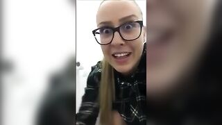 Lovely round ass chick pooping in the bathroom's floor