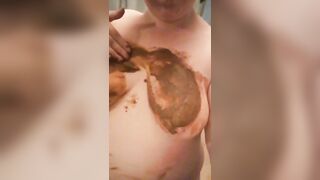 Beautiful amateur BBW smearing poop