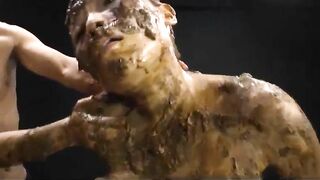 Dirty Japanese girl covered heavily in the shit