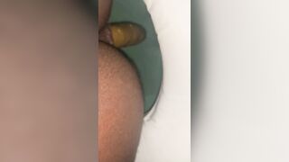 Sweet bubble butt slut pooping in closeup