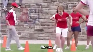 Soccer chick poops in her shorts