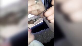 Amateur dude eating shit from spoon