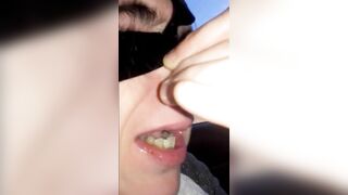 Amateur dude eating shit from spoon
