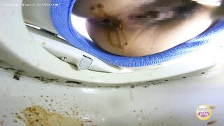 Caught pooping diarrhea in the public toilet