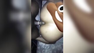 Tight ass bitch takes huge black cock while pooping