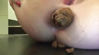 Ass dropping thick turd