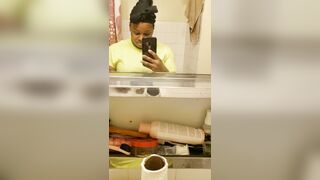 Amateur ebony milf eating poop in toilet