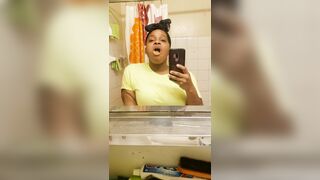 Amateur ebony milf eating poop in toilet