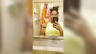 Amateur ebony eating poop candy at home