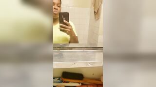 Amateur ebony eating poop candy at home