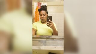 Amateur ebony eating poop candy at home