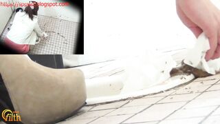 Japanese girl smash floor with her liquid poop