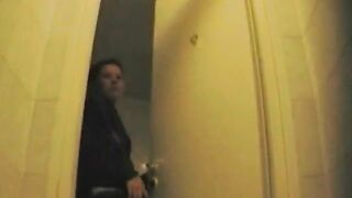 Nice lady poops using hands to open ass