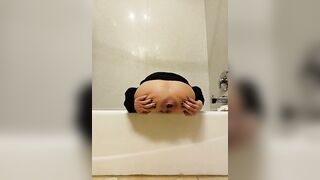 Sexy big ass brunette chick pooping in the toilet
