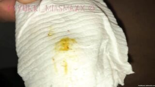 Dirty black ebony ass pooping in the toilet