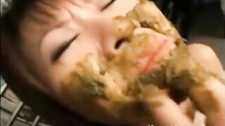 Kinky Japanese scat loving girl enjoying cum