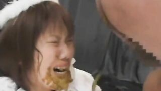 Slutty Japanese scat babe in puke and scat session