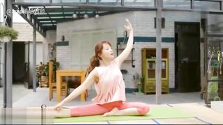 Beautiful Korean babe panty pooping during yoga