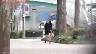 Beautiful hot Japanese chick pooping in front of her house