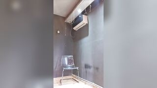 Cute girl rubbing her pussy while pooping