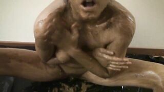 Watch sexy lady smearing poop all over