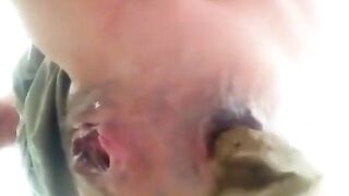 Sexy closeup of horny chick pooping
