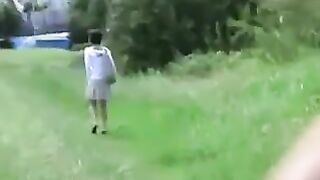 Lovely Japanese chick outdoor pooping accident