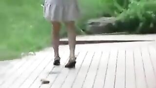 Lovely Japanese chick outdoor pooping accident