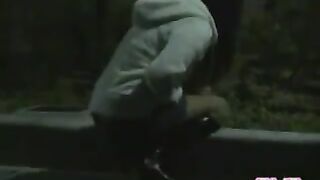 Cute sexy lady pooping outdoors