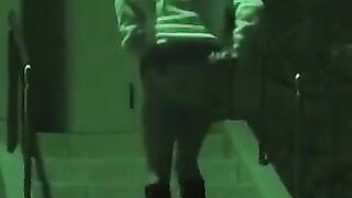 Cute sexy lady pooping outdoors