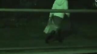 Cute sexy lady pooping outdoors