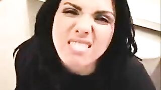 Hot closeup of sexy brunette milf poop