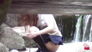 Voyeur video of sexy Japanese babe pooping outdoor