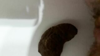 Amateur ass pooping soft turd load
