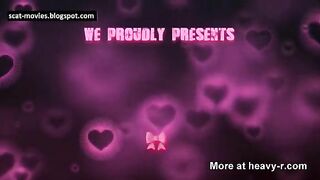 Busty blonde masturbates and poops outdoor