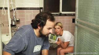 Blonde sexy teen toilet farting and pooping