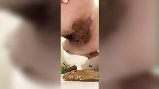 Dirty ass pooping and smearing in closeup