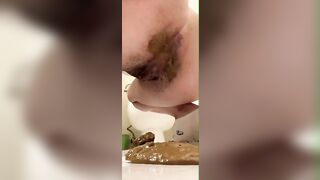 Dirty ass pooping and smearing in closeup
